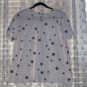White Tee with Grey Stars